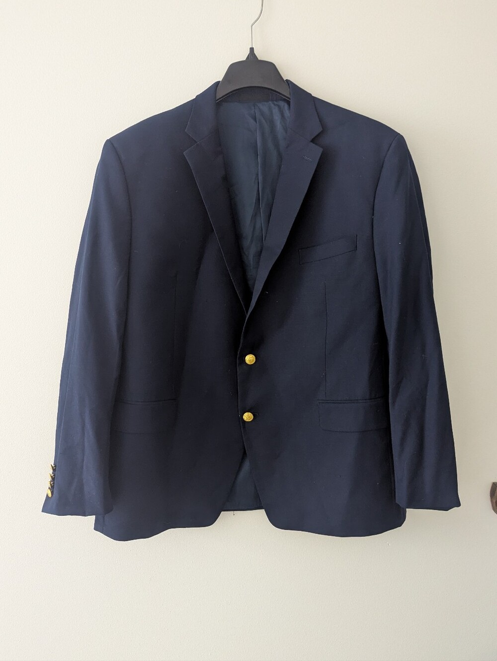 Lauren Ralph Lauren Navy Suit Coat Jacket Size 46R Quiet Luxury Black Label Wool